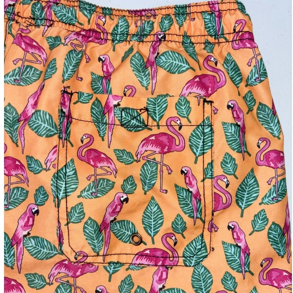 BEACH BROS Mens Swim Trunks Board Shorts Orange‎ Pink Flamingo XL Bright 6 inch